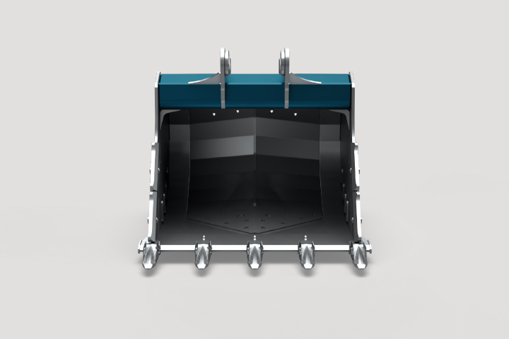 A 3D rendering showing the Head Beam in an XMOR® BHX bucket
