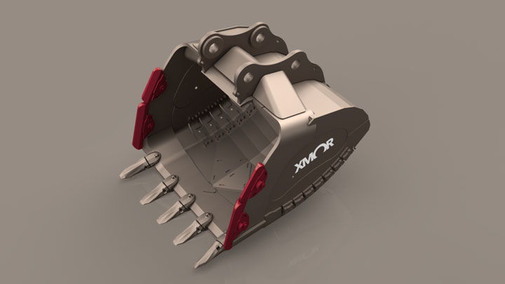 bucket with mechanical wing shrouds